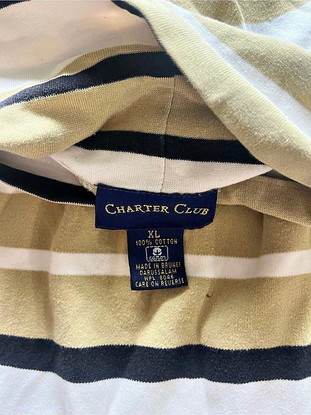 Charter Club Striped Polo in Gold & White Size XL - Picture 3 of 8